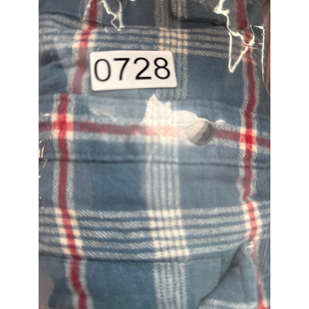 Lucky Brand Classic Fit Plaid Flannel Shirt Medium Blue Red White Long Sleeve - Picture 9 of 9